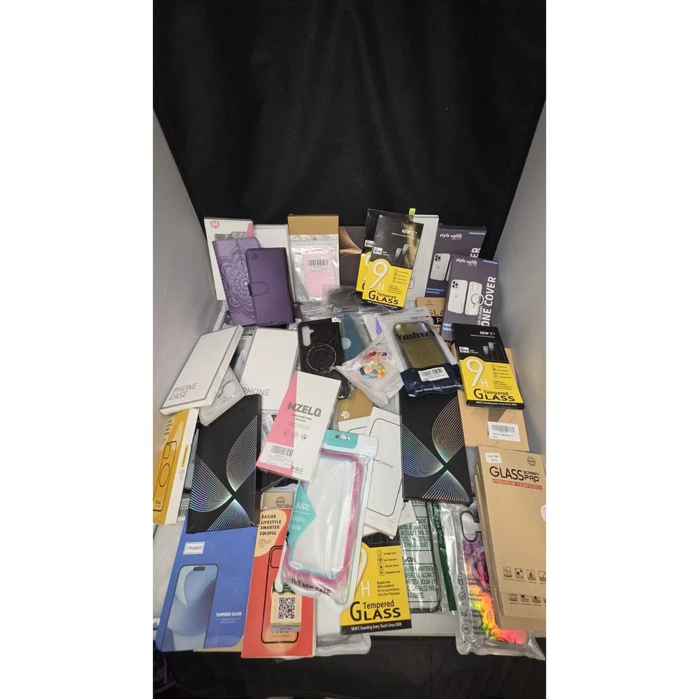 60 + Pc Bulk Phone Case Lot iPhone Samsung Mixed + Screen Protectors